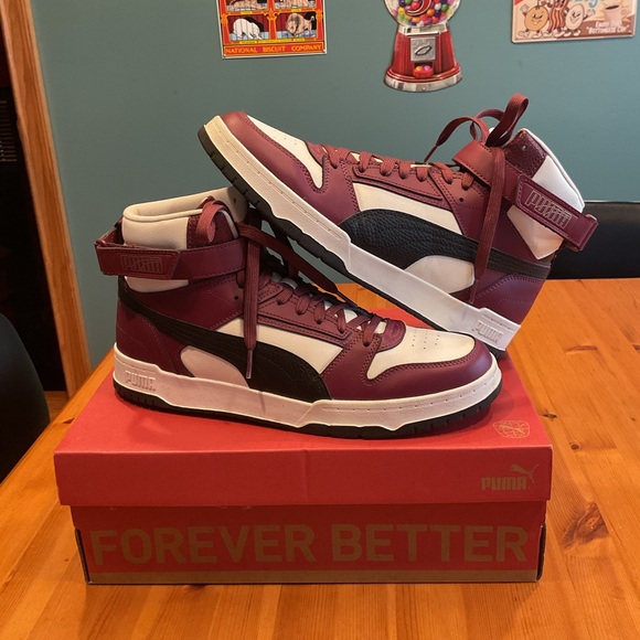 Puma Other - MEN’S PUMA BASKETBALL HIGH TOP SNEAKERS SZ 12 RBD GAME MAROON PURPLE BLACK WHITE